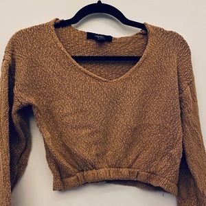 Tan crochet sweater - crop top